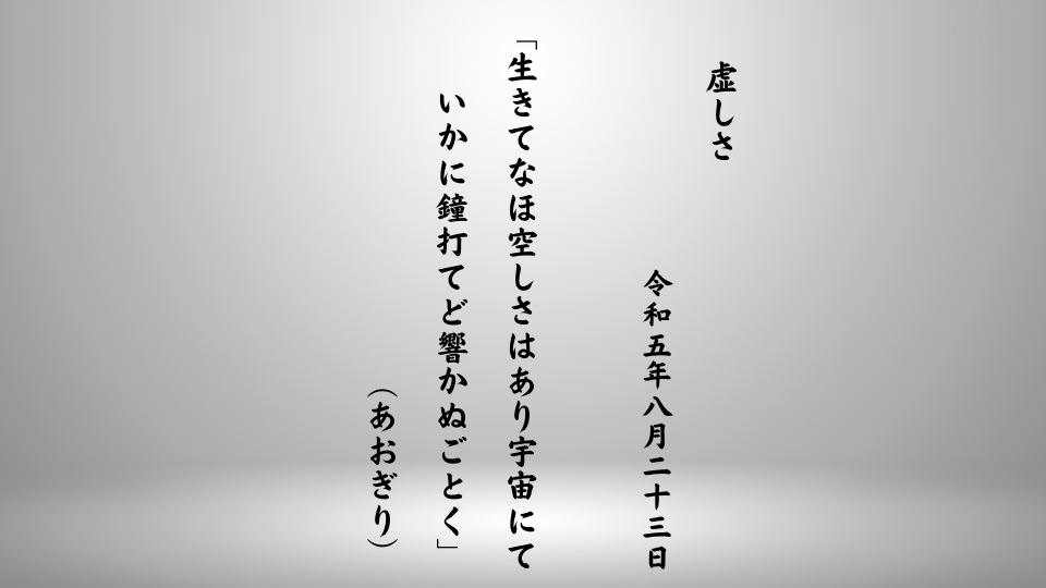 生きてなほ空しさはあり宇宙にていかに鐘打てど響かぬごとく