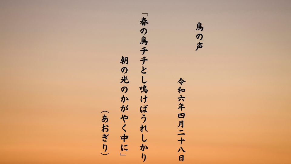 春の鳥チチとし鳴けばうれしかり朝の光のかがやく中に