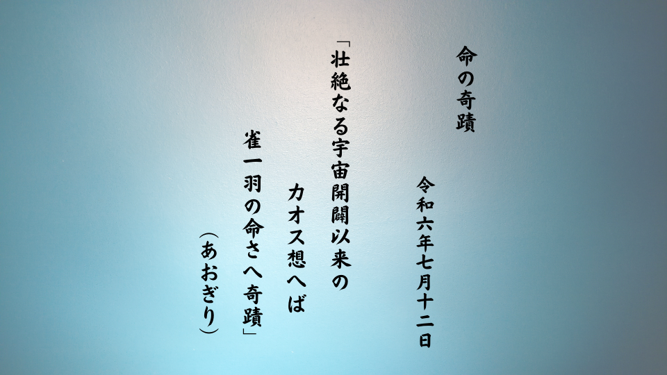 壮絶なる宇宙開闢以来のカオス想へば雀一羽の命さへ奇蹟