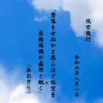 墜落をせぬかと思ふほど低空を自衛隊機が轟然と航（ゆ）く