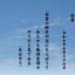 白雲の断片が空にちらばりてあたかも散開星団のやうだと見てゐる