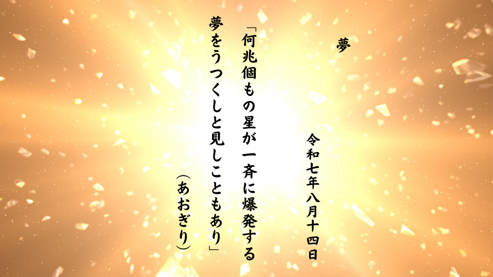 何兆個もの星が一斉に爆発する夢をうつくしと見しこともあり