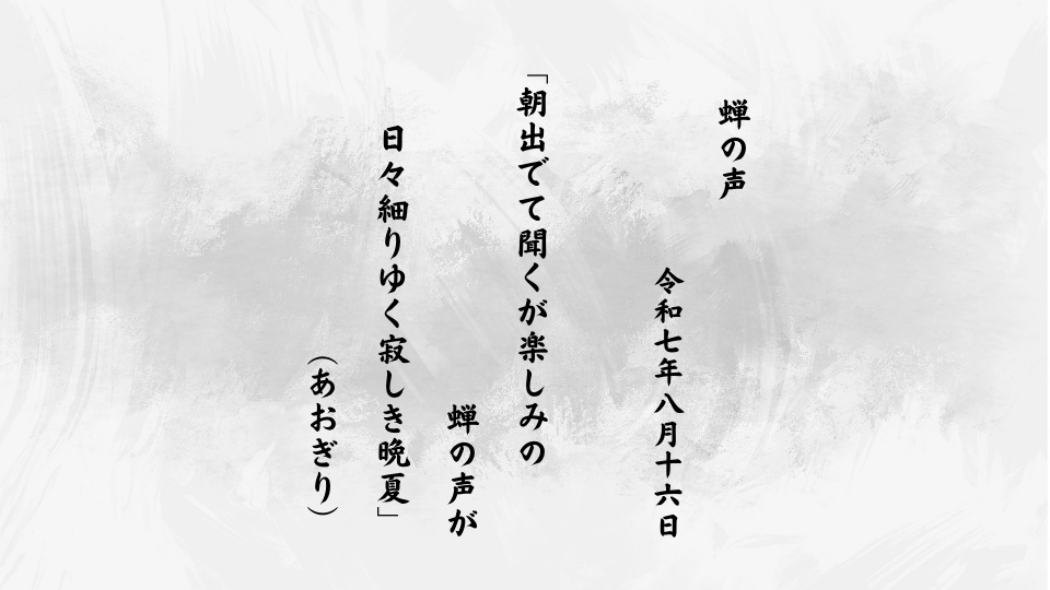 朝出でて聞くが楽しみの蝉の声が日々細りゆく寂しき晩夏