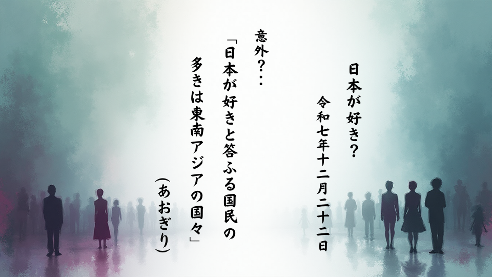 日本が好きと答ふる国民の多きは東南アジアの国々