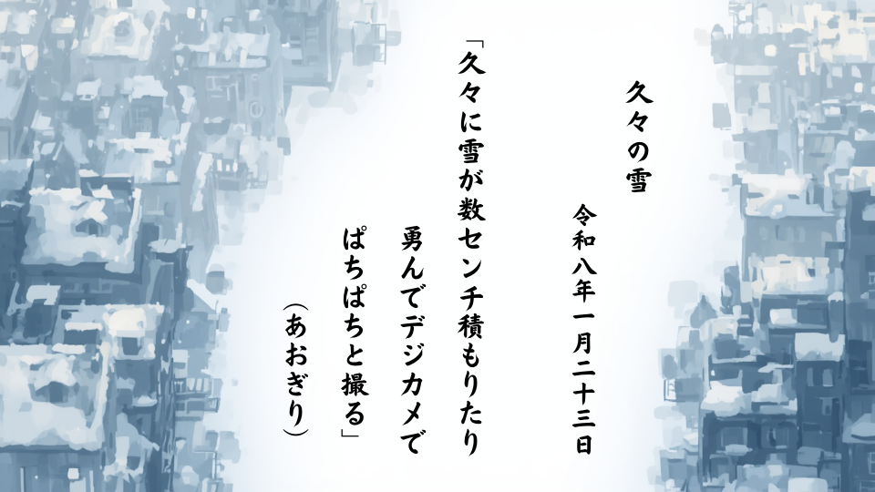 久々に雪が数センチ積もりたり勇んでデジカメでぱちぱちと撮る