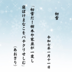 初雪だ！樹木や家並が一変し寝ぼけまなこをパチクリせしむ